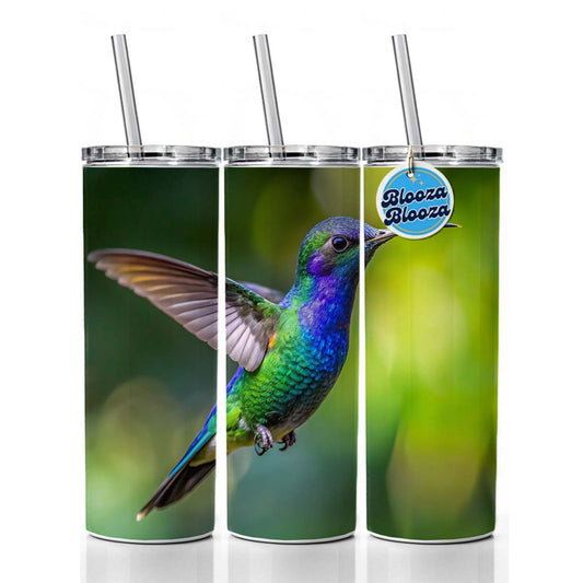 Blue Chinned Sapphire Hummingbird Backyard Bird Skinny Tumbler 20oz with Straw Insulated Water Bottle Gift