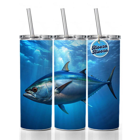 Bluefin Tuna Fish Skinny Tumbler 20oz with Straw Insulated Water Bottle Gift