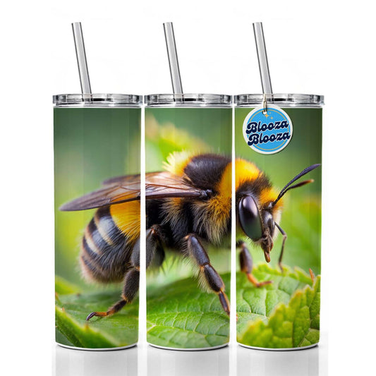 Bumblebee Bee on Leaf Skinny Tumbler 20oz with Straw Insulated Water Bottle Gift