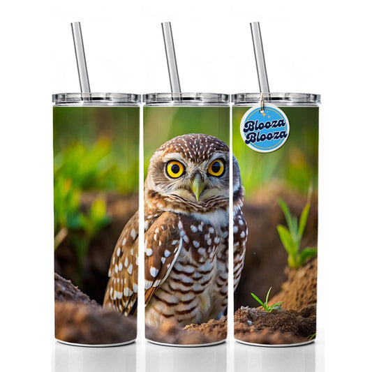 Burrowing Owl Raptor Bird Of Prey Skinny Tumbler 20oz with Straw Insulated Water Bottle Gift