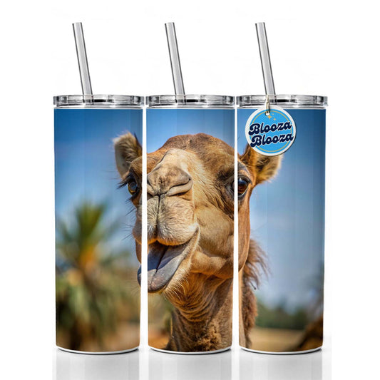 Camel Face With Tongue Sticking Out Skinny Tumbler 20oz with Straw Insulated Water Bottle Gift