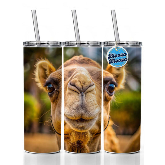 Camel Face Skinny Tumbler 20oz with Straw Insulated Water Bottle Gift