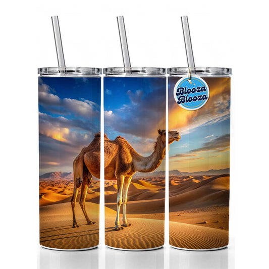 Camel Standing In Desert Skinny Tumbler 20oz with Straw Insulated Water Bottle Gift