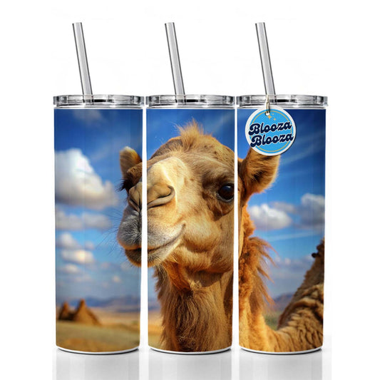 Camel Skinny Tumbler 20oz with Straw Insulated Water Bottle Gift