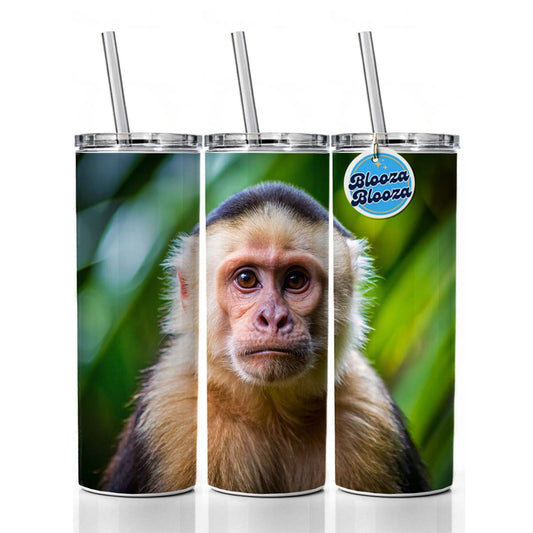 Capuchin Monkey Skinny Tumbler 20oz with Straw Insulated Water Bottle Gift
