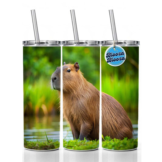Capybara Skinny Tumbler 20oz with Straw Insulated Water Bottle Gift