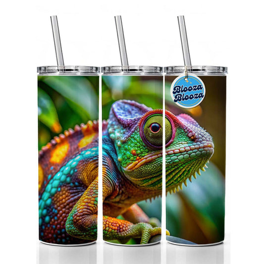 Chameleon Lizard Reptile Skinny Tumbler 20oz with Straw Insulated Water Bottle Gift