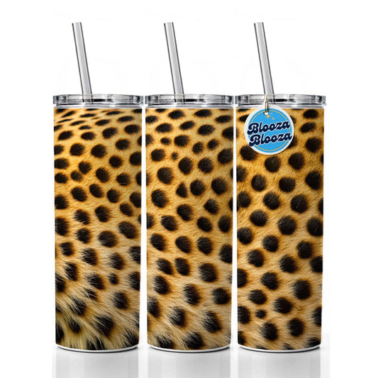 Cheetah Spots Fur Pattern Skinny Tumbler 20oz with Straw Insulated Water Bottle Gift
