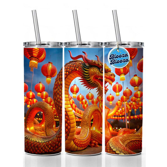 Chinese Lunar New Year Celebration Skinny Tumbler 20oz with Straw Insulated Water Bottle Gift