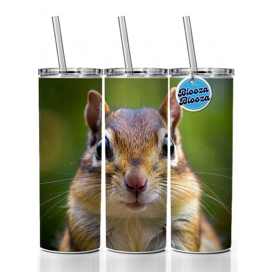 Chipmunk Face Skinny Tumbler 20oz with Straw Insulated Water Bottle Gift
