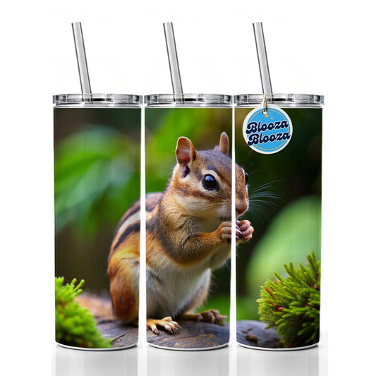 Chipmunk Skinny Tumbler 20oz with Straw Insulated Water Bottle Gift
