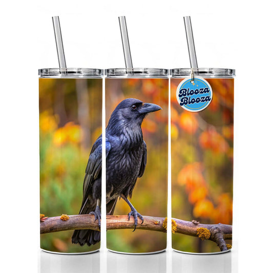 Common Raven Backyard Bird Skinny Tumbler 20oz with Straw Insulated Water Bottle Gift