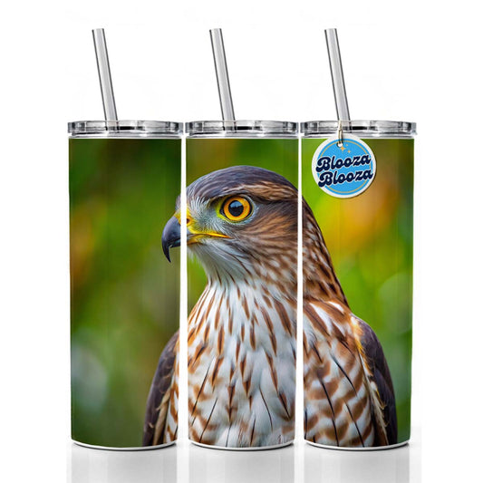 Cooper's Hawk Raptor Bird Of Prey Skinny Tumbler 20oz with Straw Insulated Water Bottle Gift
