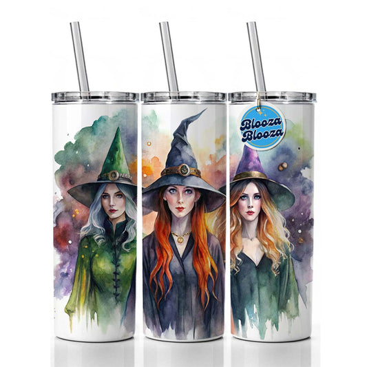 Coven Of Witches Watercolor Skinny Tumbler 20oz with Straw Insulated Water Bottle Gift