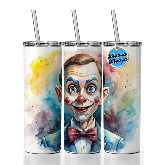 Creepy Ventriloquist Dummy Watercolor Skinny Tumbler 20oz with Straw Insulated Water Bottle Gift