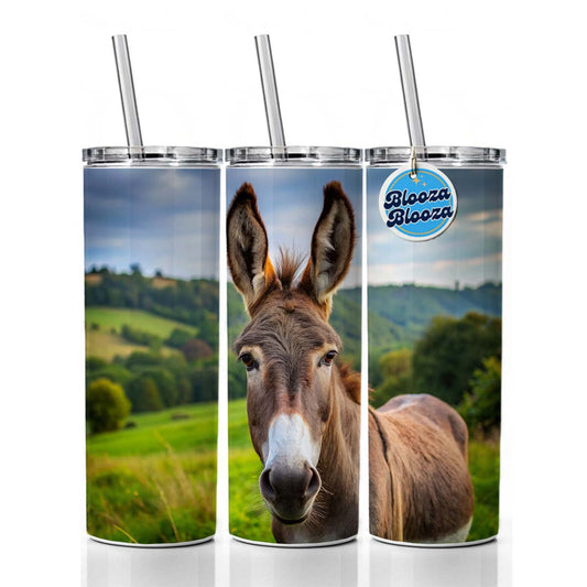 Donkey Skinny Tumbler 20oz with Straw Insulated Water Bottle Gift