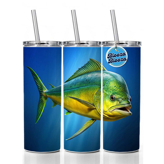 Dorado Fish Skinny Tumbler 20oz with Straw Insulated Water Bottle Gift
