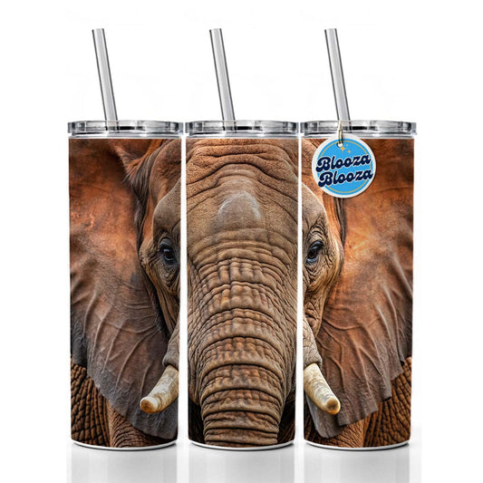 Elephant Skinny Tumbler 20oz with Straw Insulated Water Bottle Gift