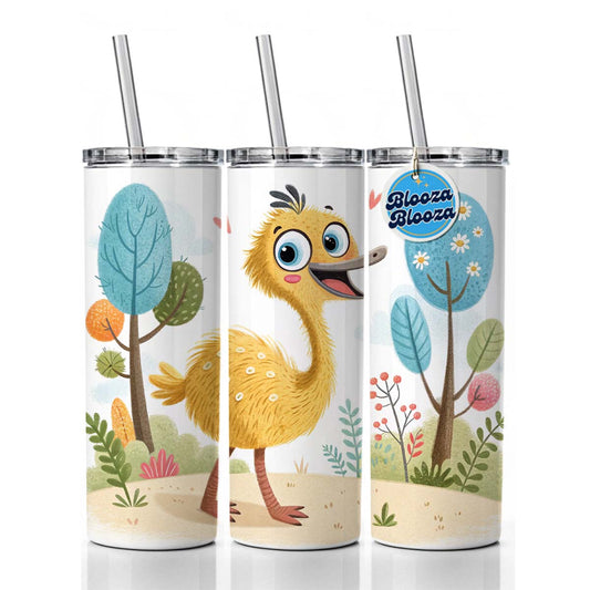 Emu Children's Illustration Style Skinny Tumbler 20oz with Straw Insulated Water Bottle Gift