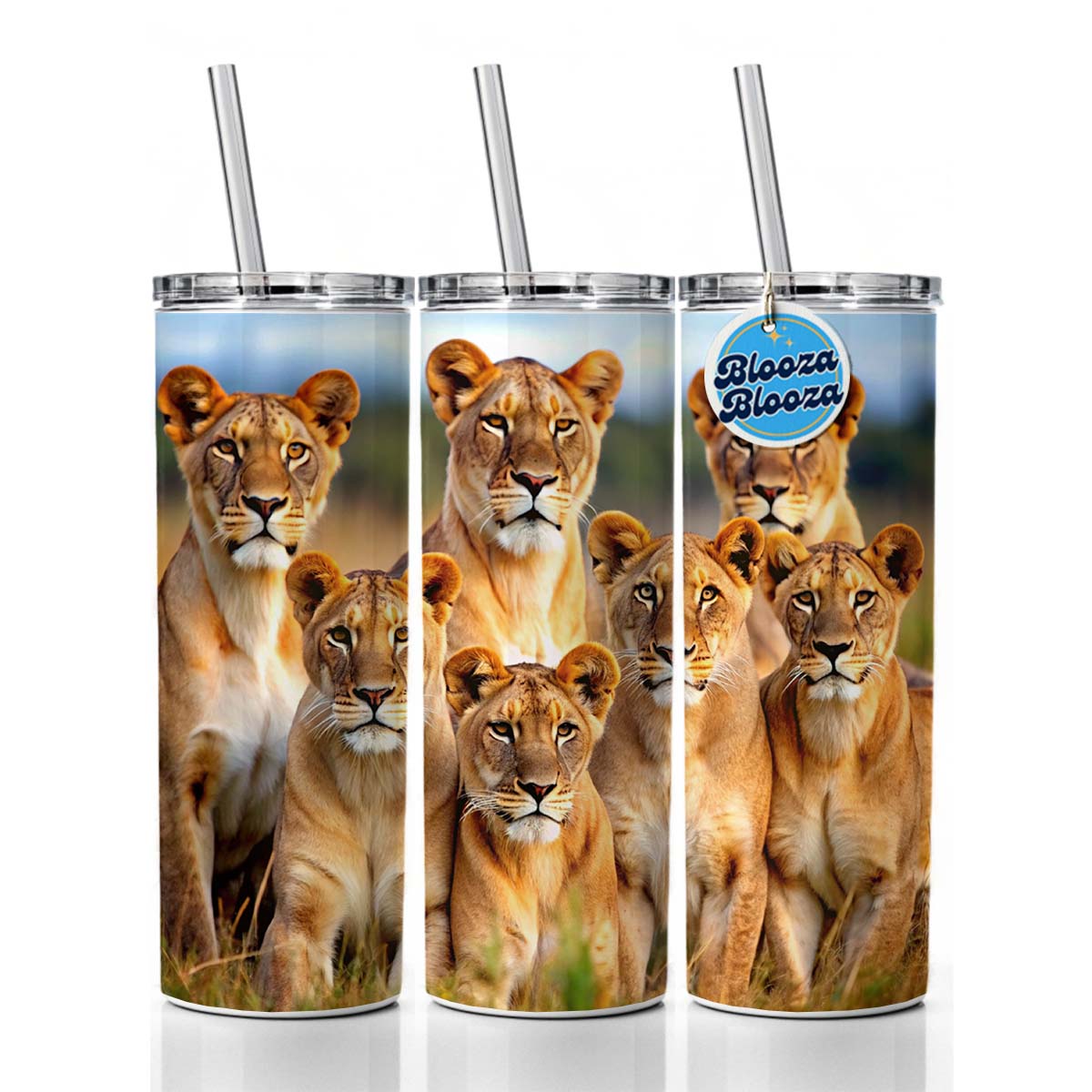 Female Lions Skinny Tumbler 20oz with Straw Insulated Water Bottle Gift