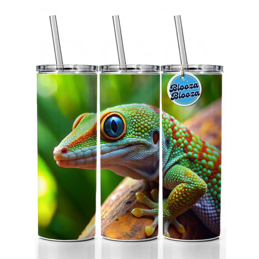 Gecko Lizard Reptile Skinny Tumbler 20oz with Straw Insulated Water Bottle Gift
