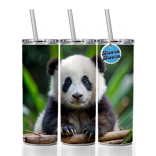 Giant Panda Baby Skinny Tumbler 20oz with Straw Insulated Water Bottle Gift