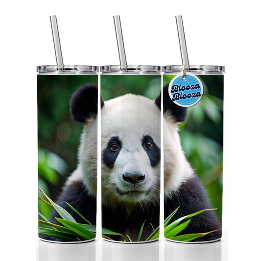 Giant Panda Skinny Tumbler 20oz with Straw Insulated Water Bottle Gift