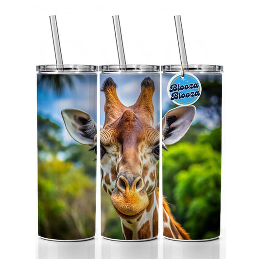 Giraffe Face Skinny Tumbler 20oz with Straw Insulated Water Bottle Gift