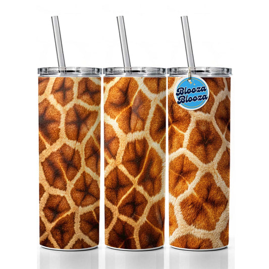 Giraffe Hide Fur Pattern Skinny Tumbler 20oz with Straw Insulated Water Bottle Gift
