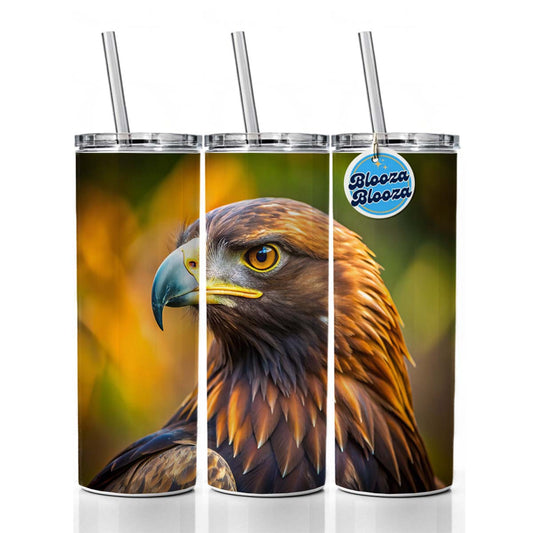 Golden Eagle Raptor Bird Of Prey Skinny Tumbler 20oz with Straw Insulated Water Bottle Gift