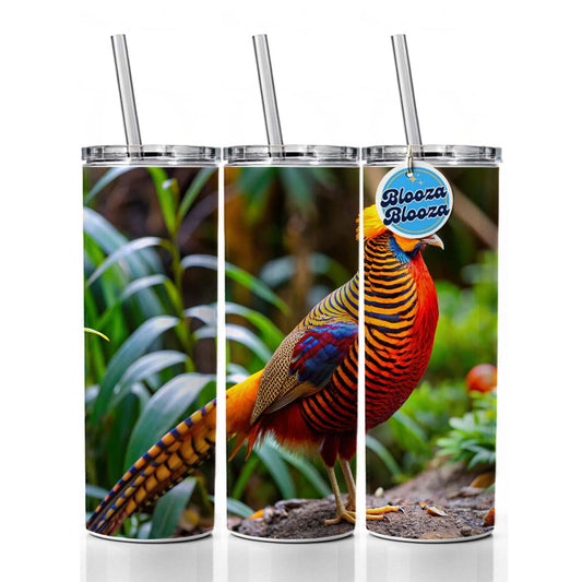 Golden Pheasant Skinny Tumbler 20oz with Straw Insulated Water Bottle Gift