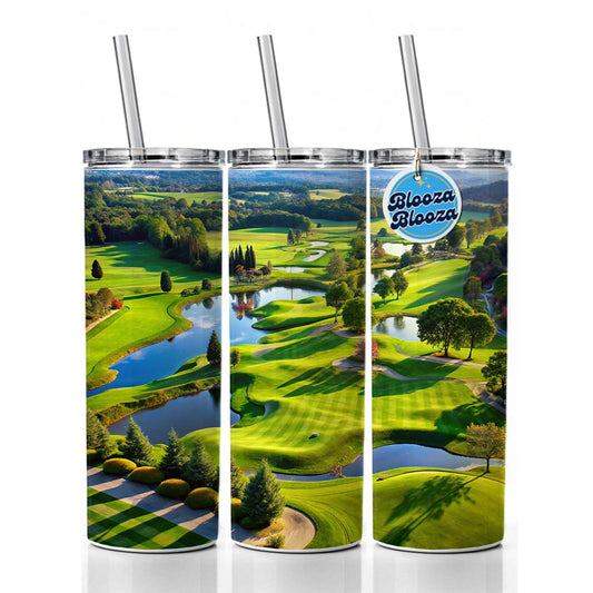 Golf Course Overview Skinny Tumbler 20oz with Straw Insulated Water Bottle Gift