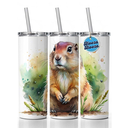 Gopher Watercolor Skinny Tumbler 20oz with Straw Insulated Water Bottle Gift