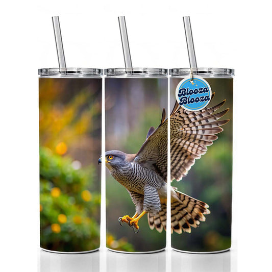 Goshawk Flying Raptor Bird Of Prey Skinny Tumbler 20oz with Straw Insulated Water Bottle Gift