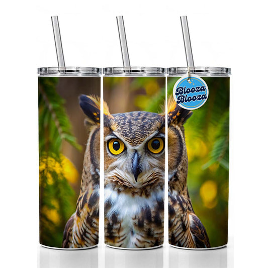 Great Horned Owl Raptor Bird Of Prey Skinny Tumbler 20oz with Straw Insulated Water Bottle Gift