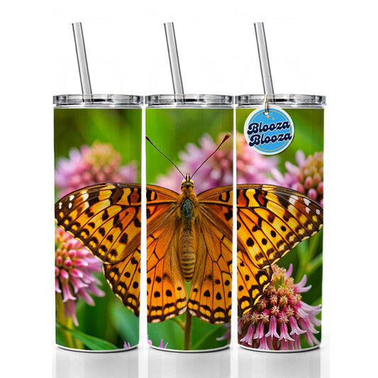 Great Spangled Fritillary Butterfly Skinny Tumbler 20oz with Straw Insulated Water Bottle Gift