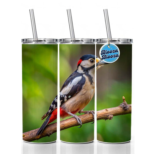 Great Spotted Woodpecker Backyard Bird Skinny Tumbler 20oz with Straw Insulated Water Bottle Gift