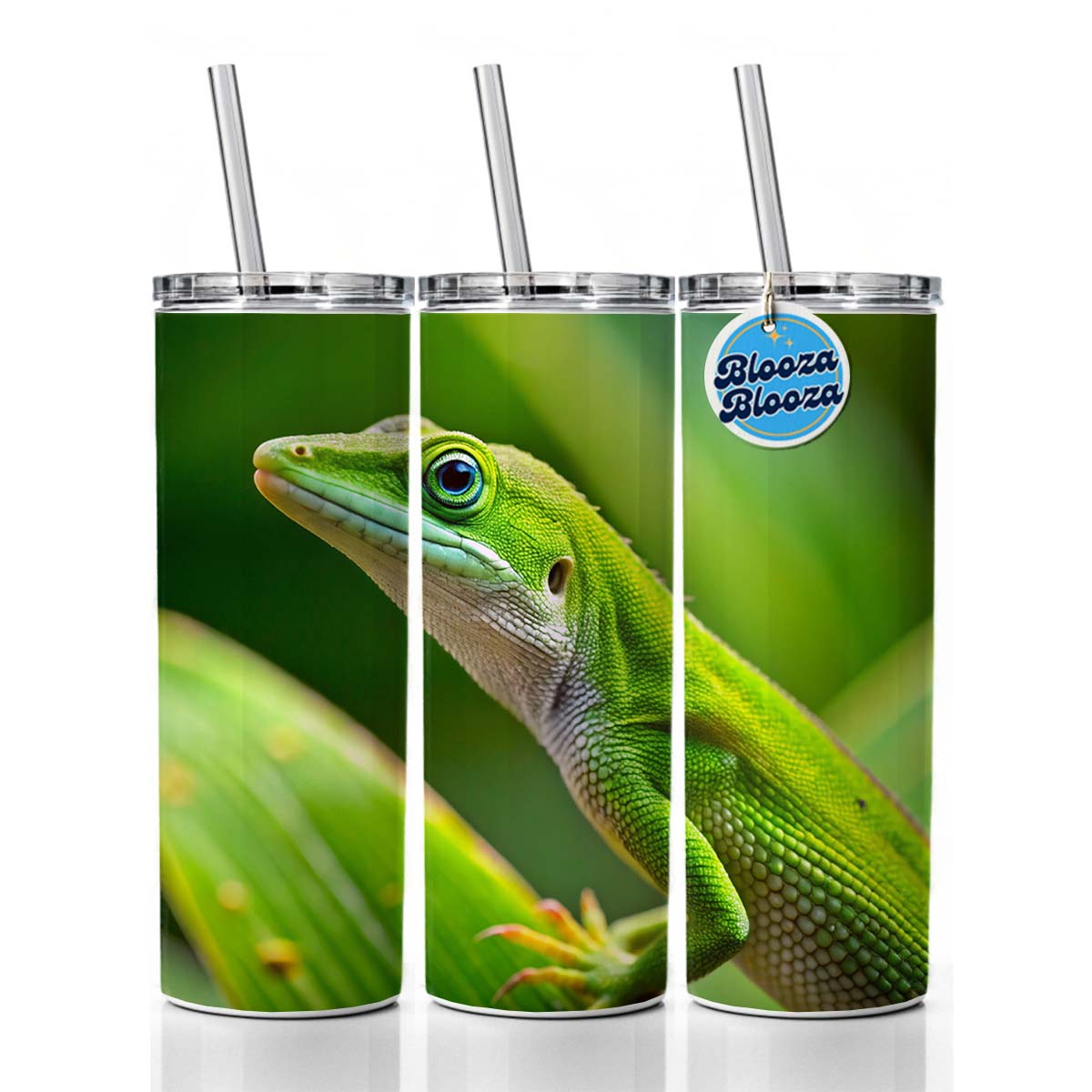 Green Anole Lizard Reptile Skinny Tumbler 20oz with Straw Insulated Water Bottle Gift