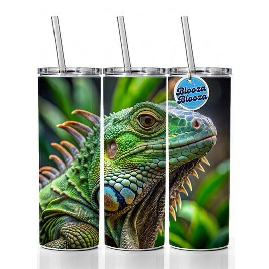 Green Iguana Lizard Reptile  Skinny Tumbler 20oz with Straw Insulated Water Bottle Gift