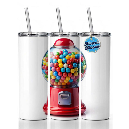 Gumball Machine Skinny Tumbler 20oz with Straw Insulated Water Bottle Gift