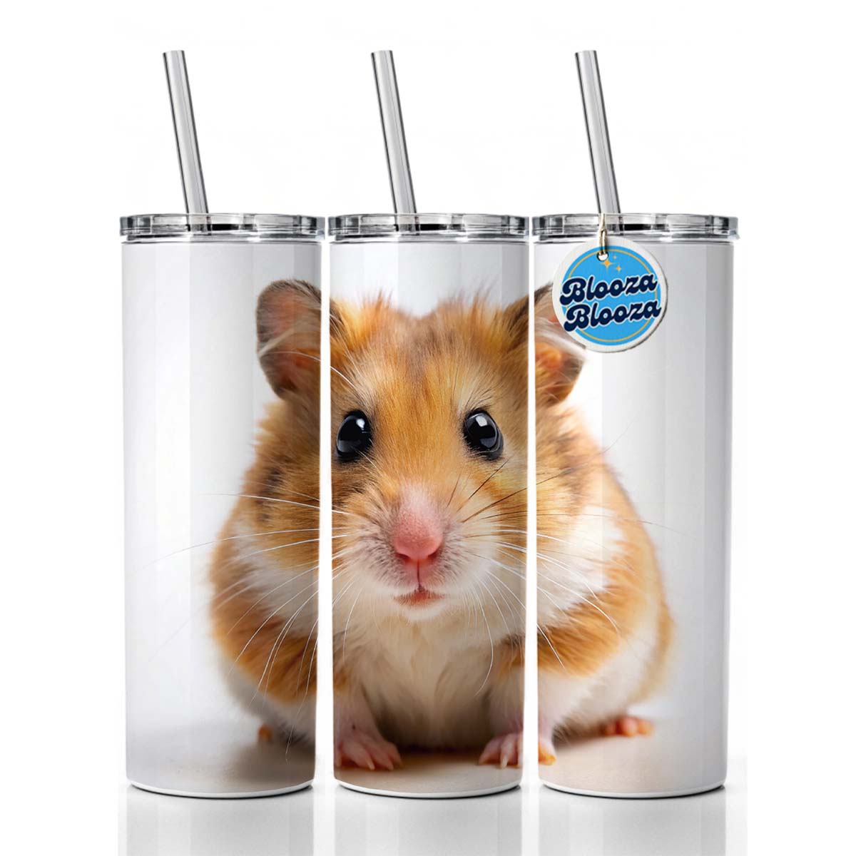 Hamster Skinny Tumbler 20oz with Straw Insulated Water Bottle Gift