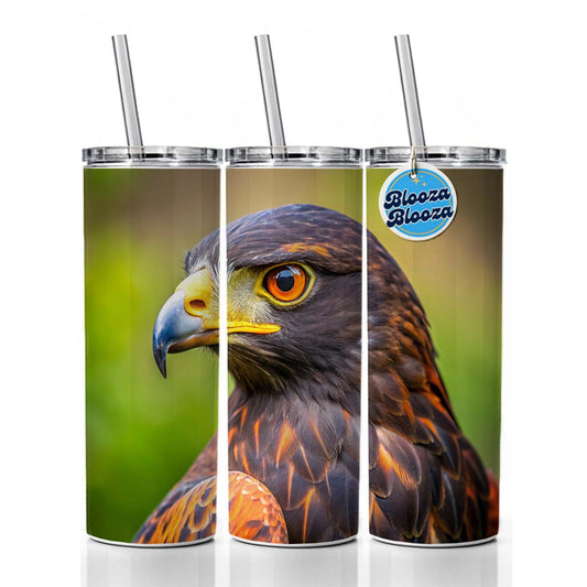 Harris's Hawk Raptor Bird Of Prey Skinny Tumbler 20oz with Straw Insulated Water Bottle Gift