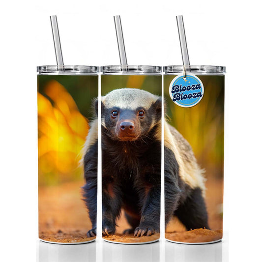 Honey Badger Skinny Tumbler 20oz with Straw Insulated Water Bottle Gift