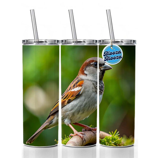 House Sparrow Backyard Bird Skinny Tumbler 20oz with Straw Insulated Water Bottle Gift