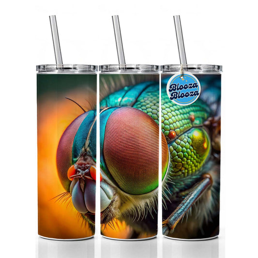 Housefly Fly Eyes Close-up Skinny Tumbler 20oz with Straw Insulated Water Bottle Gift
