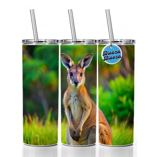 Kangaroo Skinny Tumbler 20oz with Straw Insulated Water Bottle Gift