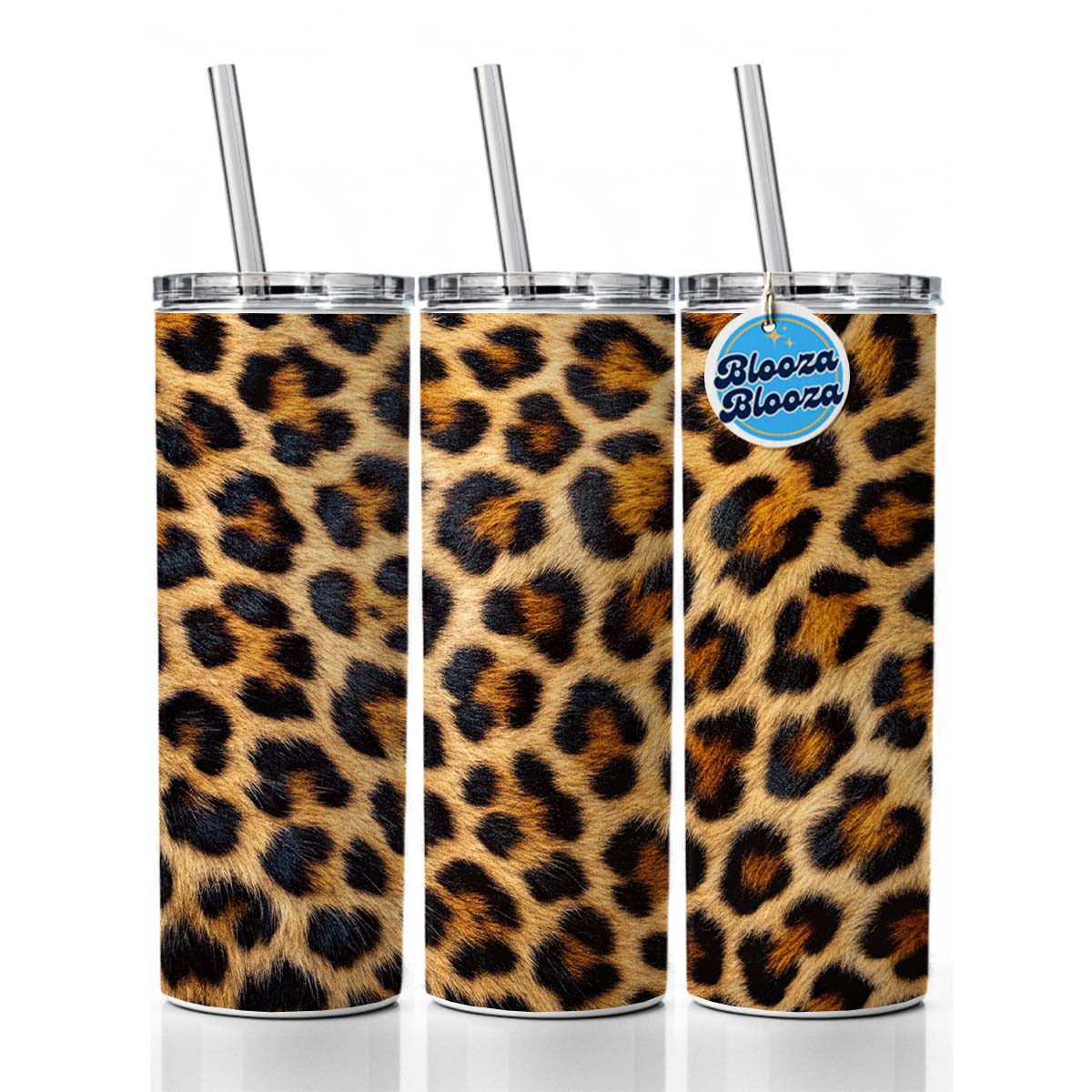 Leopard Spots Fur Pattern Skinny Tumbler 20oz with Straw Insulated Water Bottle Gift