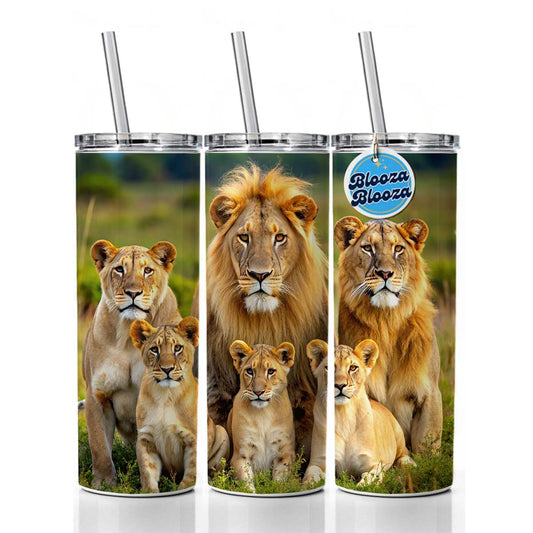 Lion Pride Family Skinny Tumbler 20oz with Straw Insulated Water Bottle Gift