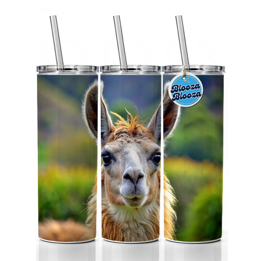Llama Skinny Tumbler 20oz with Straw Insulated Water Bottle Gift