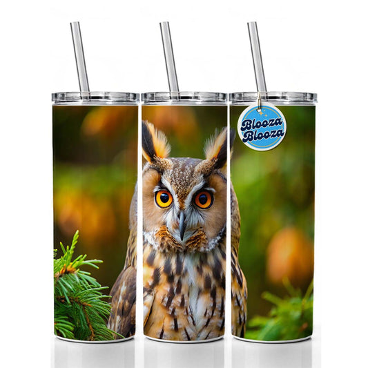 Long-Eared Owl Raptor Bird Of Prey Skinny Tumbler 20oz with Straw Insulated Water Bottle Gift